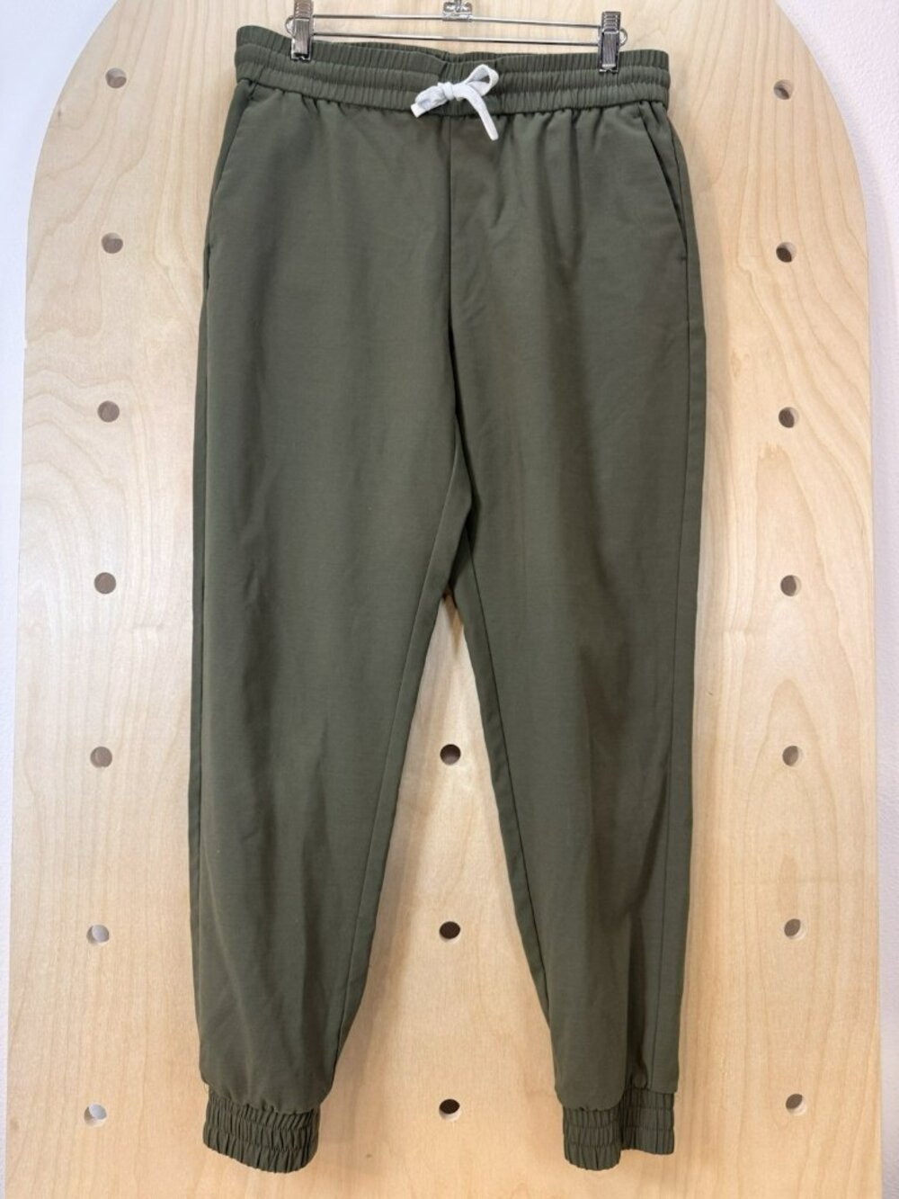 BAUBAX Womens M Water Stain Resistant Travel Twill Jogger Pants Olive Wool Blend - Picture 4 of 13